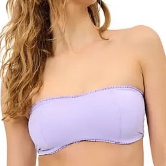 Frankies Bikinis Plum Jean Ruffle Bandeau Bikini Top Sz XL NWT - Picture 1 of 8